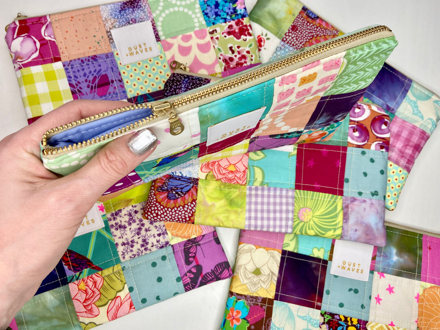 ombre checkerboard zip purses