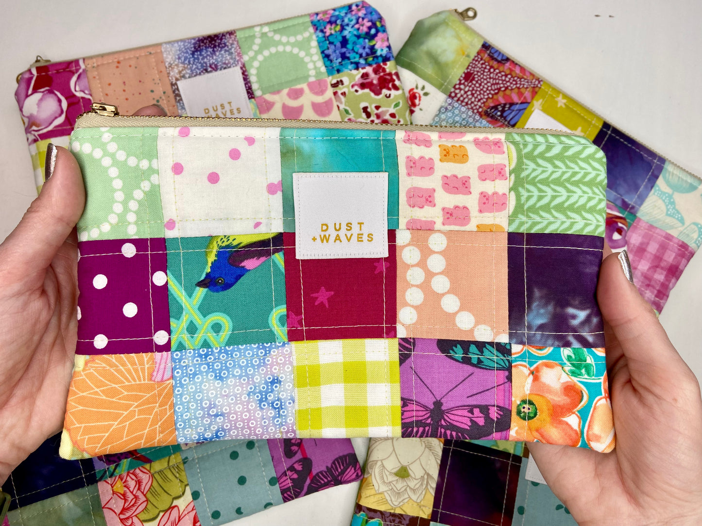 ombre checkerboard zip purses