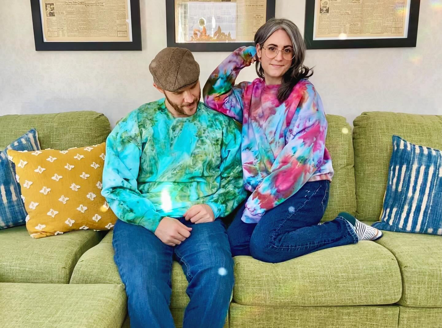 ice dyed crew sweatshirts