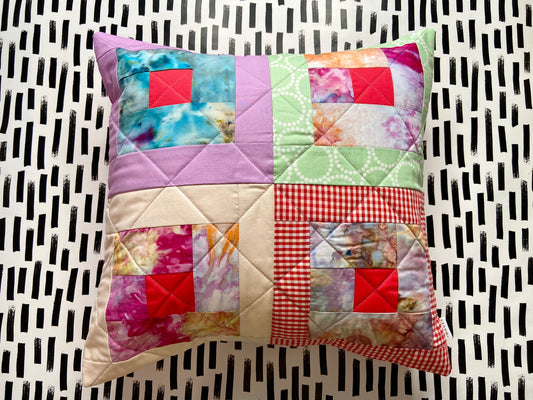 quilted patchwork pillow cover - cotton candy 2