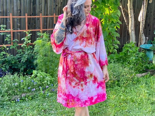 ice dyed short rayon robe