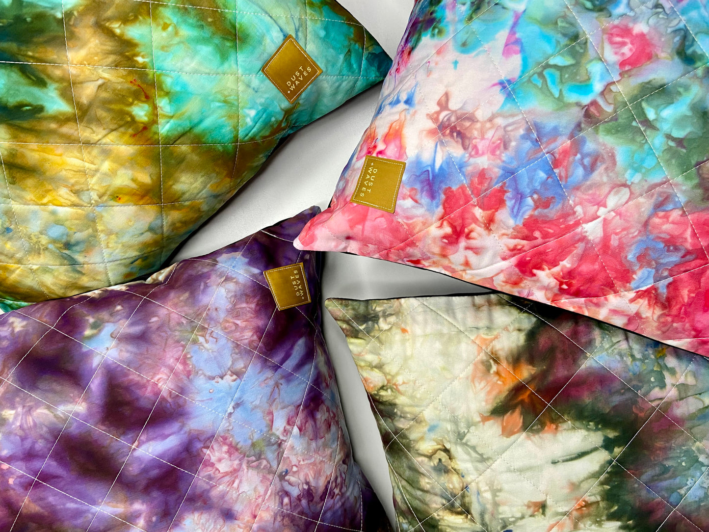 ice dyed quilted pillow covers