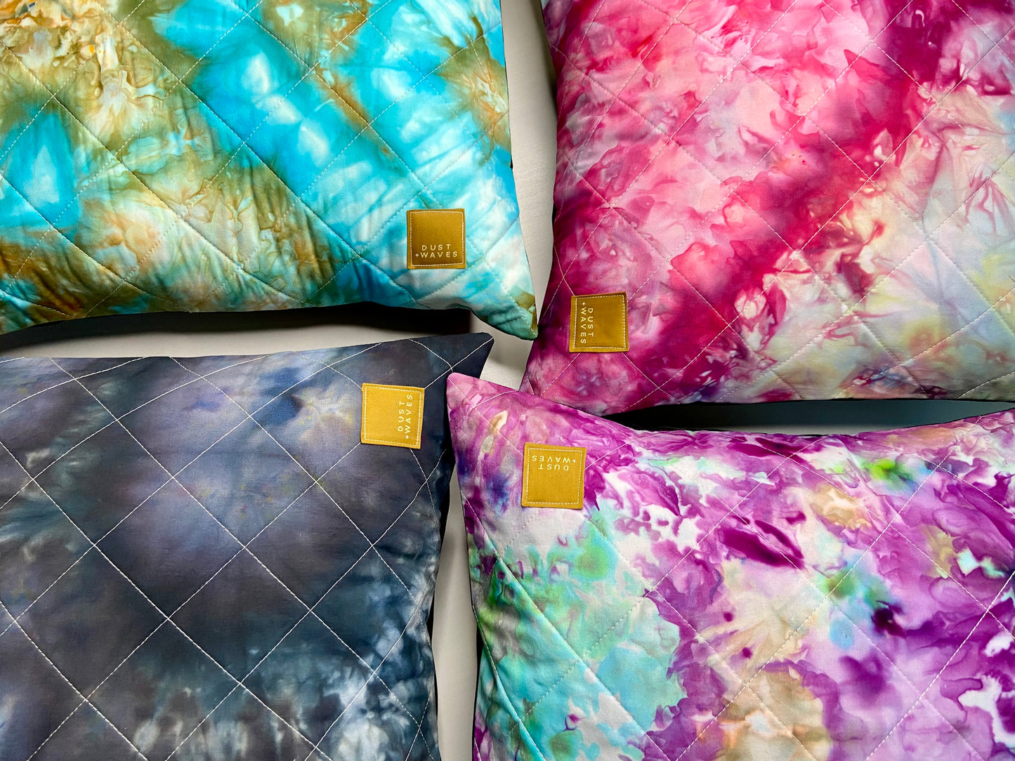 ice dyed quilted pillow covers