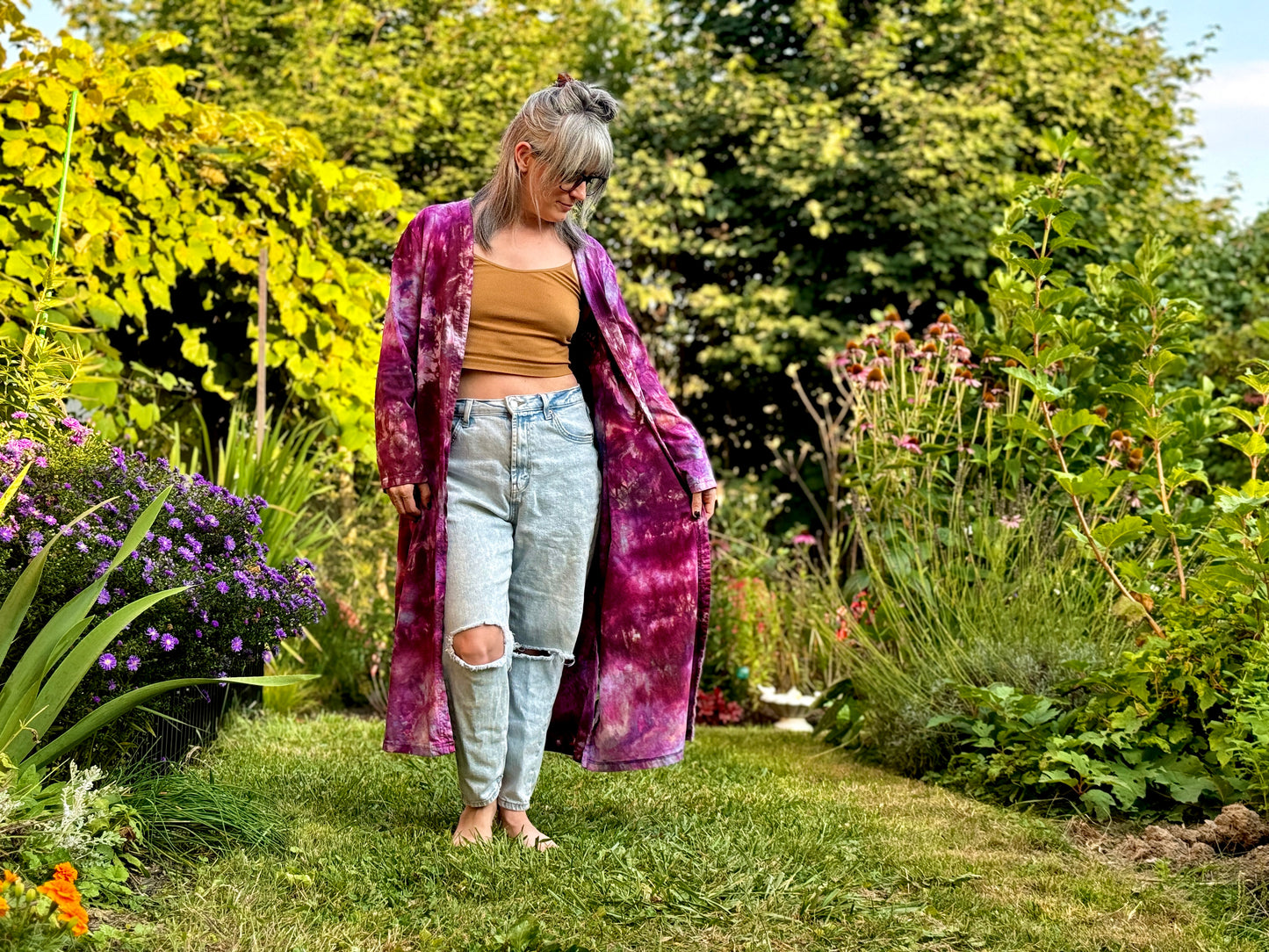 ice dyed jersey cotton duster coats