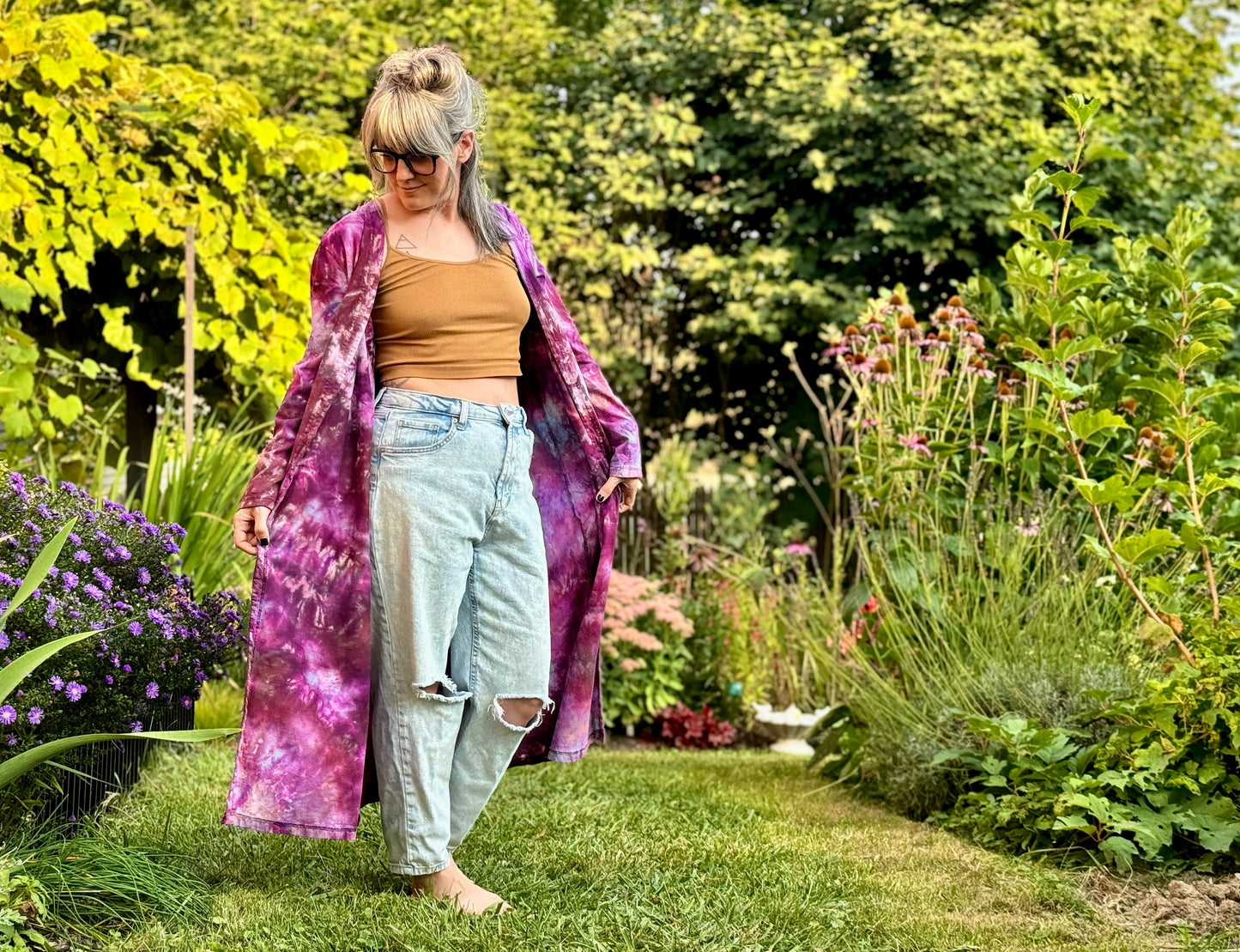 ice dyed jersey cotton duster coats