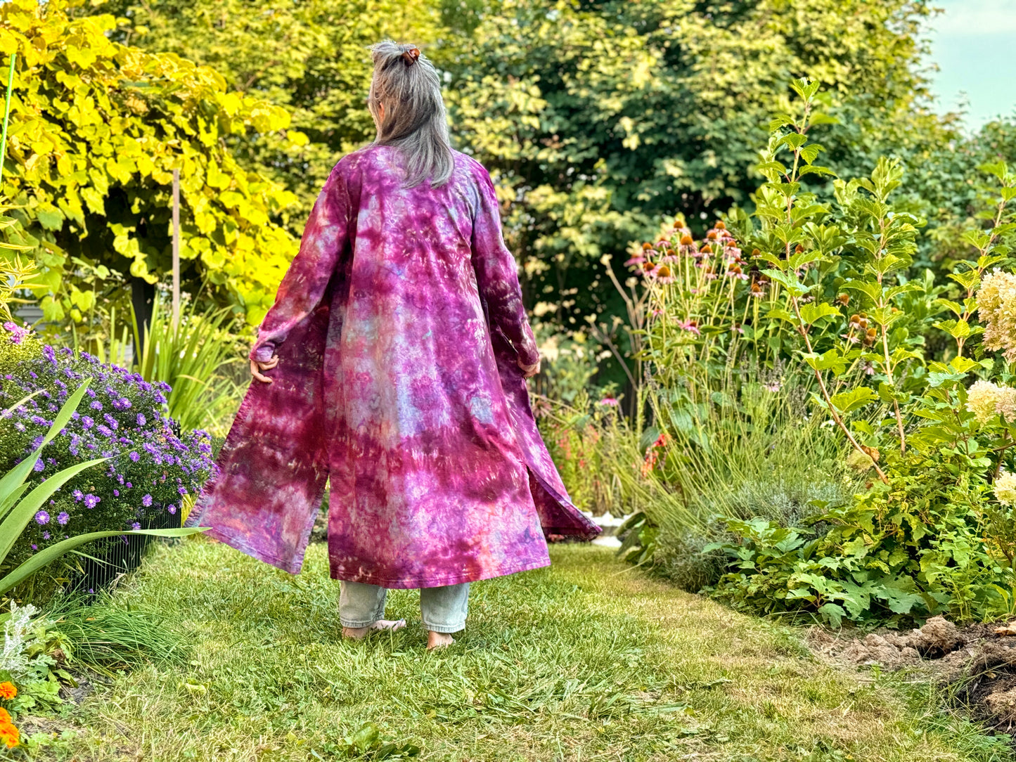 ice dyed jersey cotton duster coats