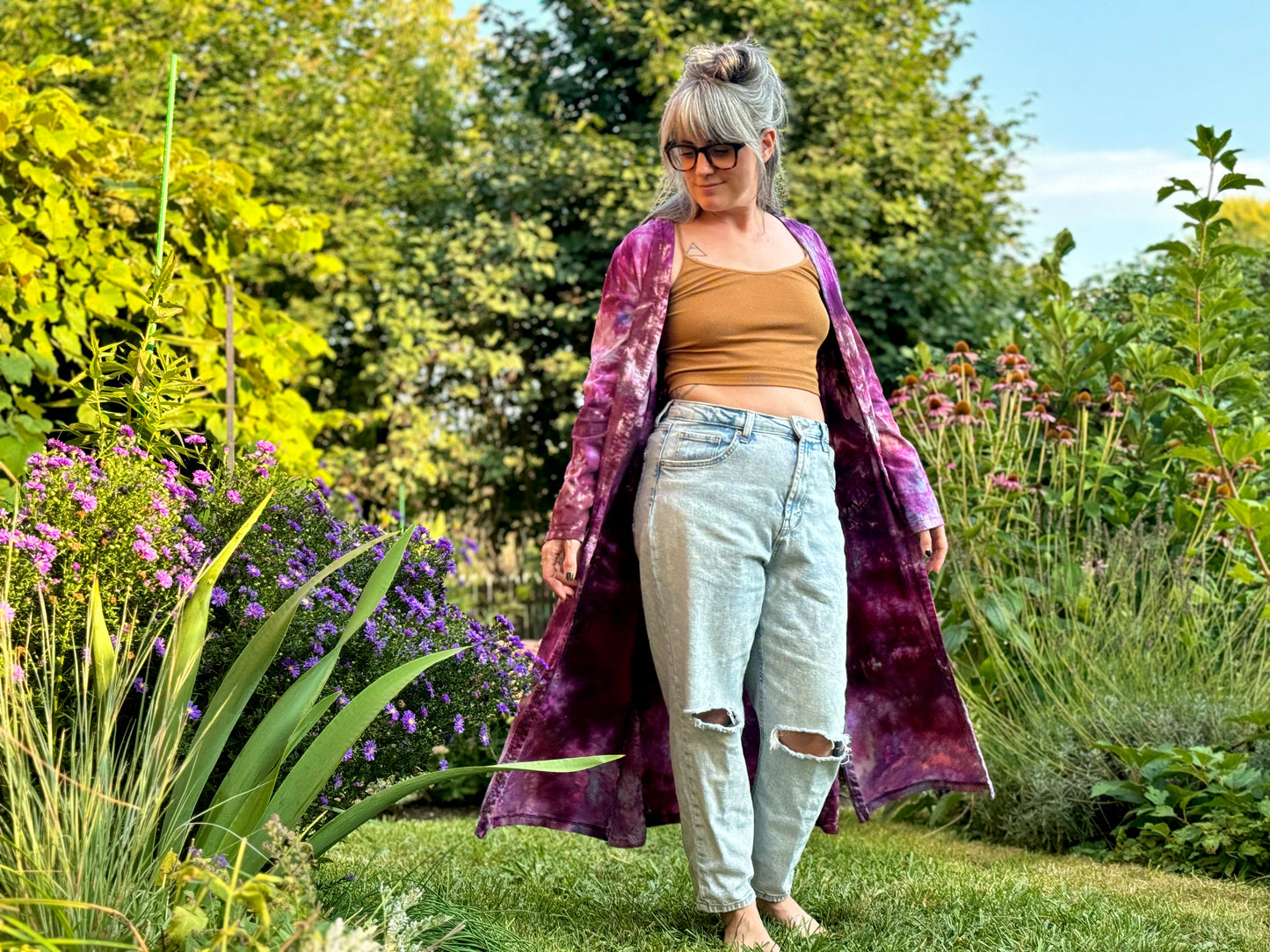 ice dyed jersey cotton duster coats