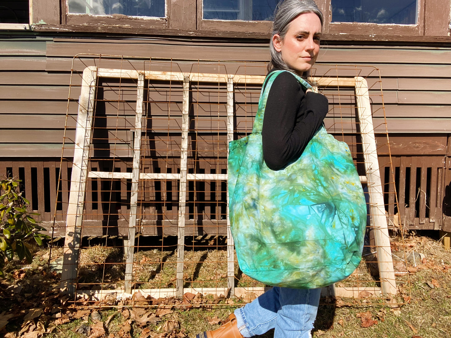 ice dyed cotton tote bags