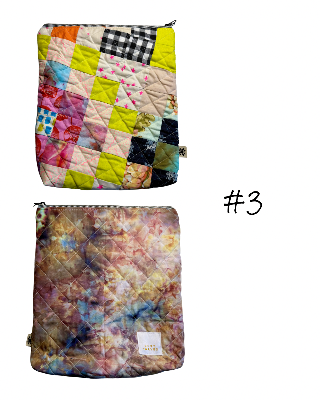 patchwork book pouches with dyed backs