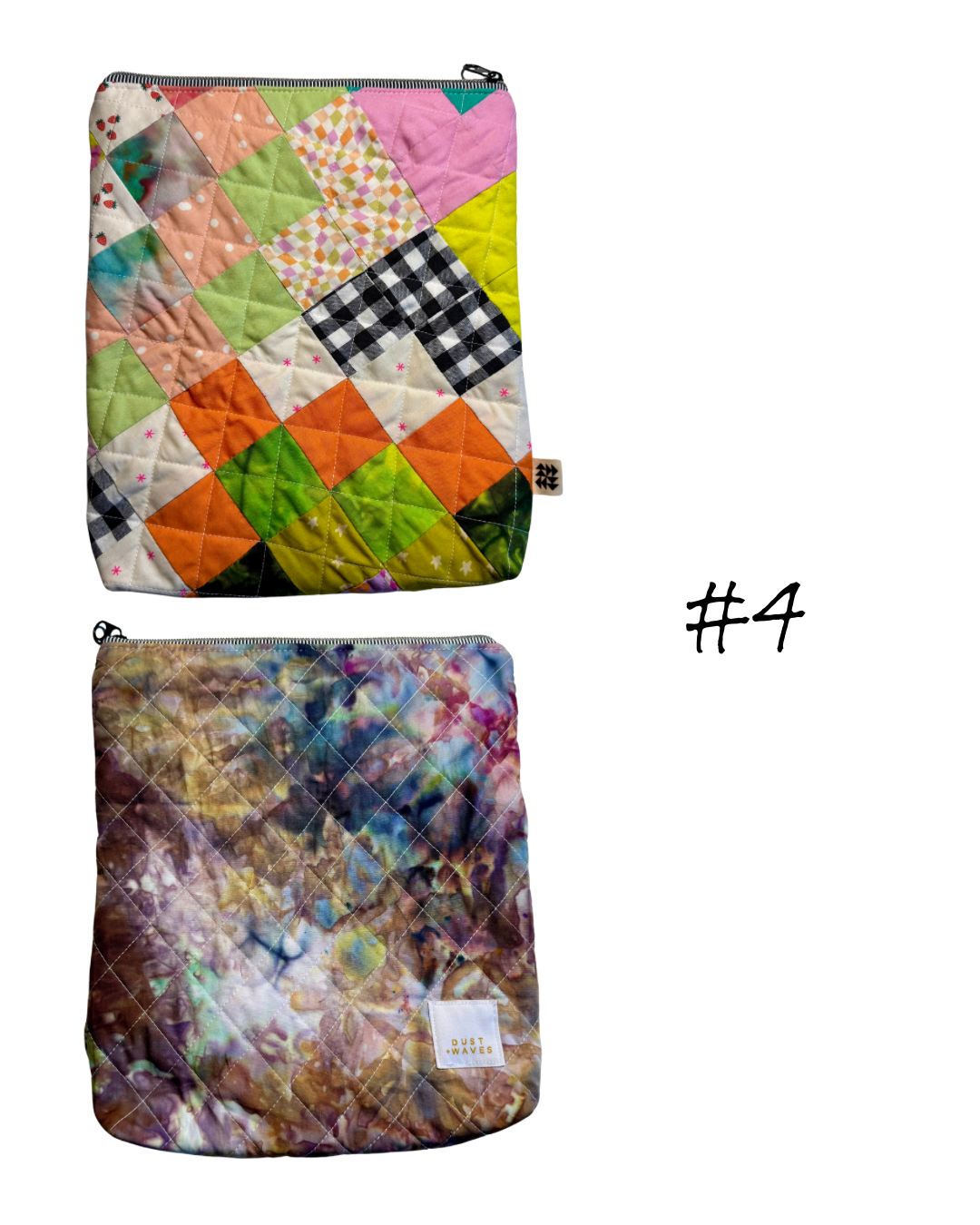 patchwork book pouches with dyed backs