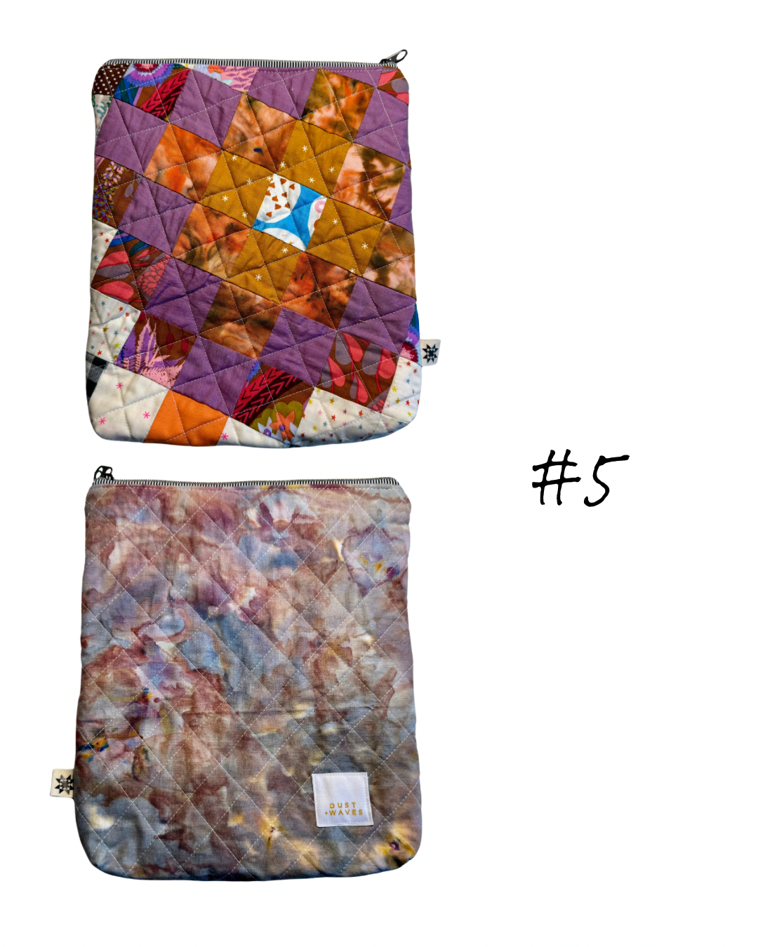 patchwork book pouches with dyed backs