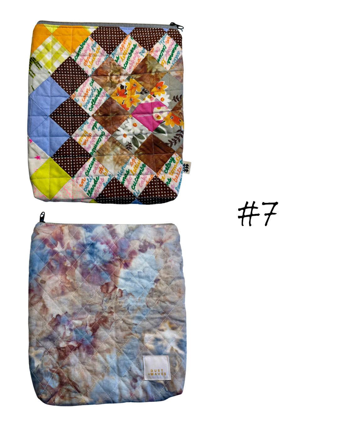 patchwork book pouches with dyed backs