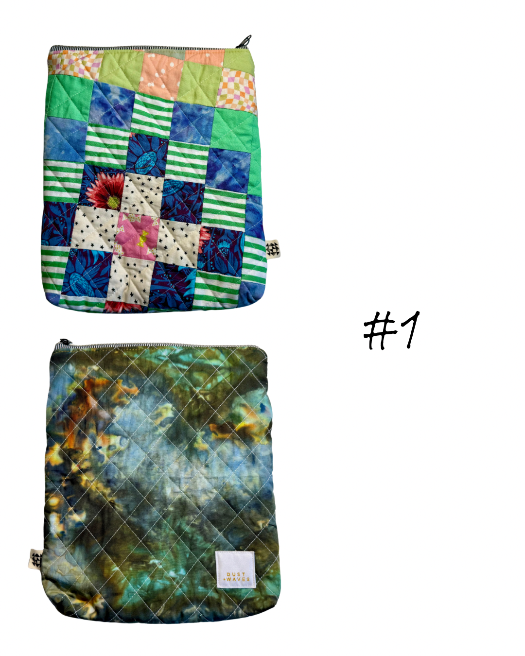 patchwork book pouches with dyed backs