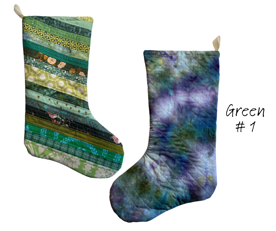 patchwork + dyed Christmas stockings