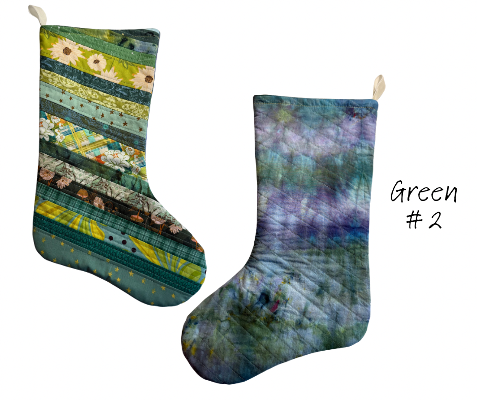 patchwork + dyed Christmas stockings