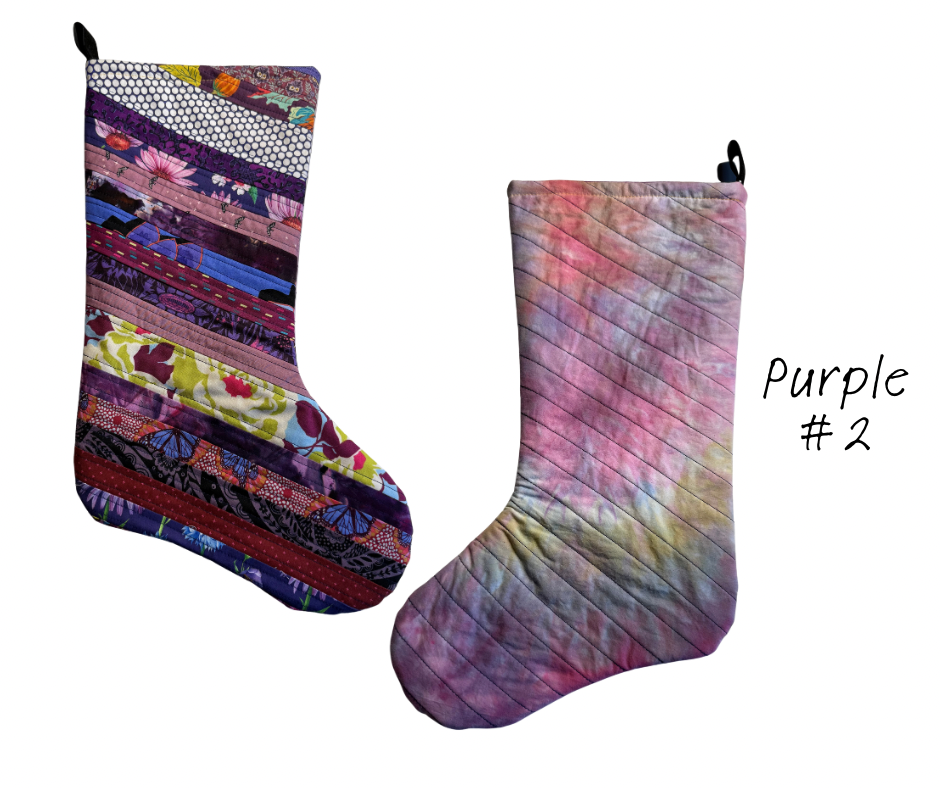 patchwork + dyed Christmas stockings