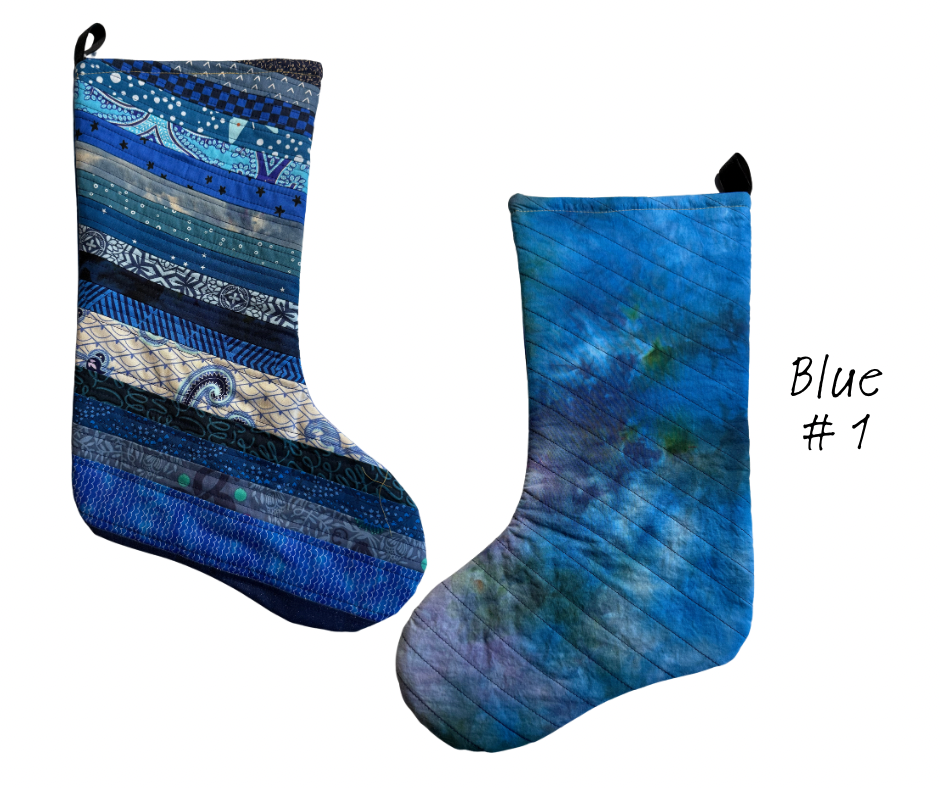 patchwork + dyed Christmas stockings