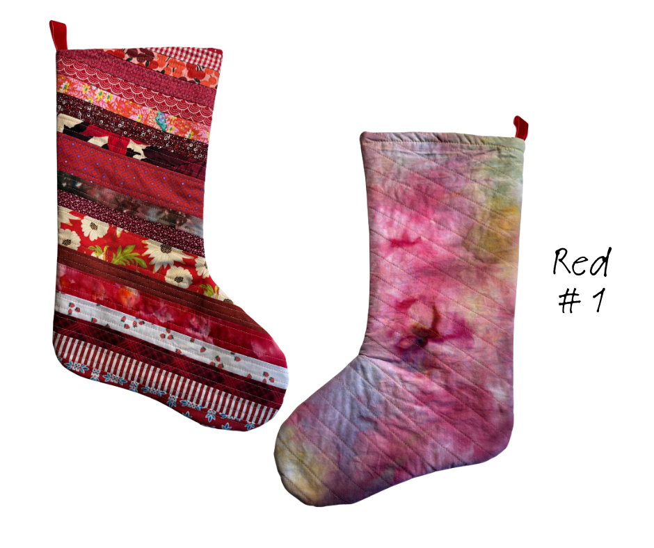 patchwork + dyed Christmas stockings