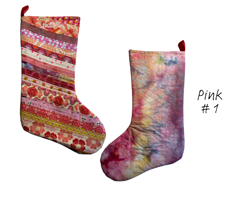patchwork + dyed Christmas stockings
