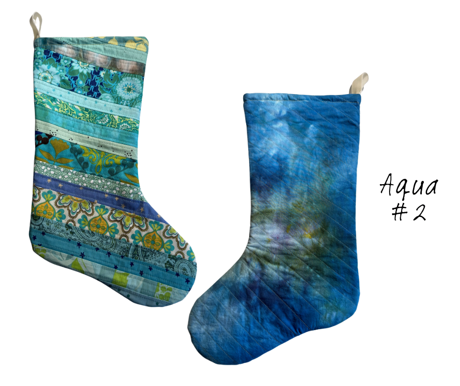 patchwork + dyed Christmas stockings