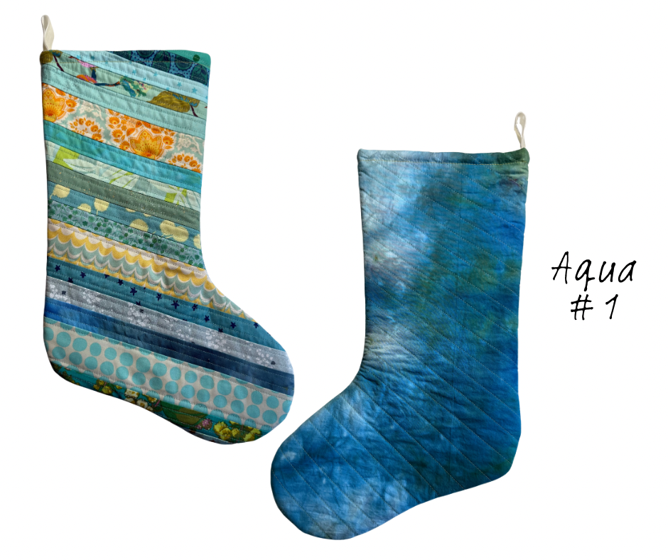 patchwork + dyed Christmas stockings