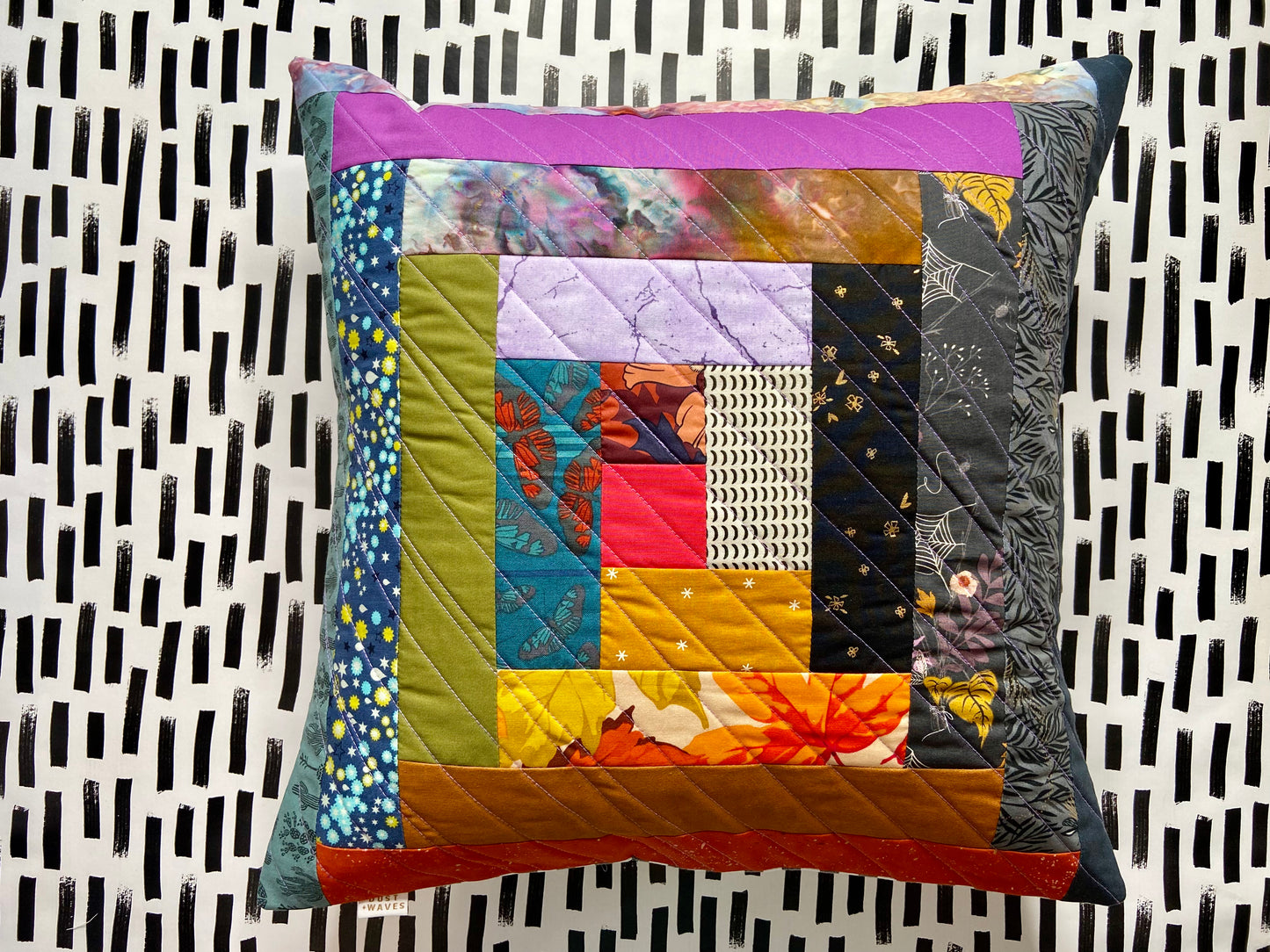 quilted patchwork pillow cover - scrappy 1