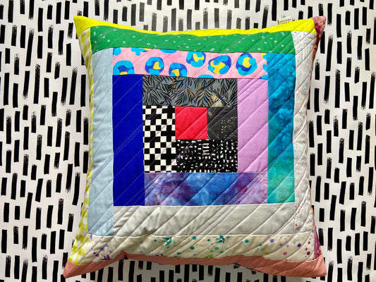 quilted patchwork pillow cover - scrappy 2
