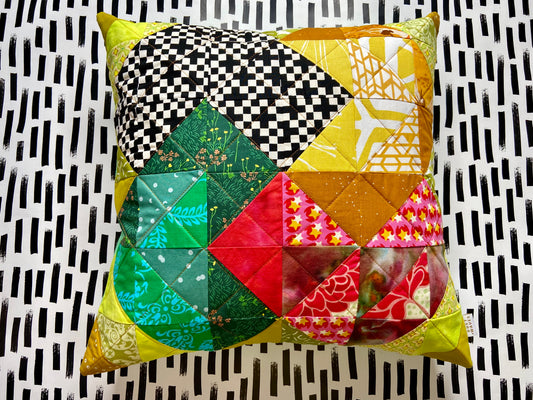 quilted patchwork pillow cover - tulip 1