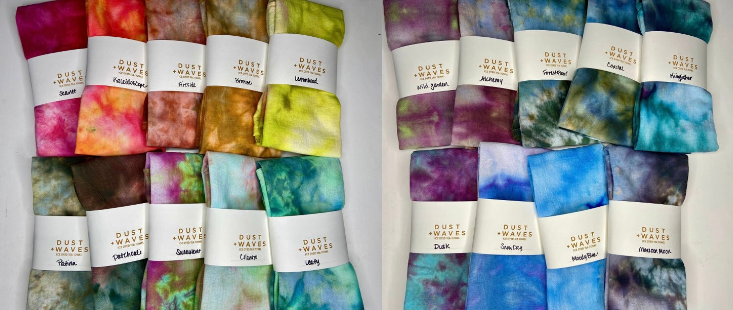 ice dyed tea towels - RESTOCK NEW COLORS!