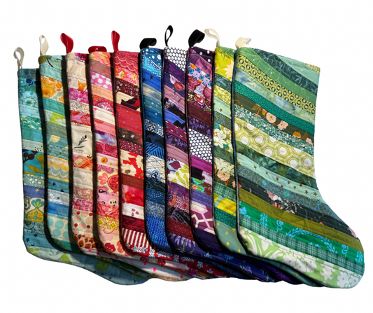 patchwork + dyed Christmas stockings