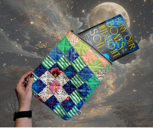 patchwork book pouches with dyed backs