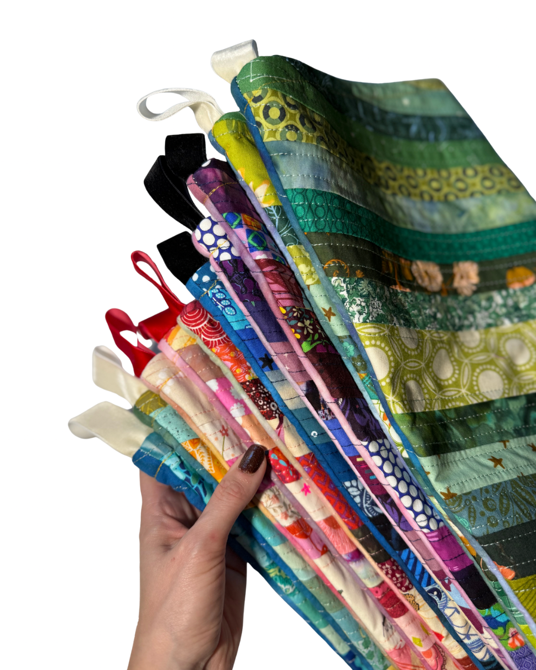 patchwork + dyed Christmas stockings