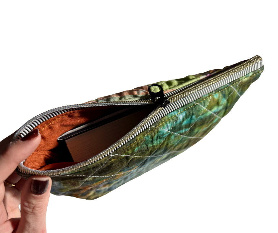 patchwork book pouches with dyed backs