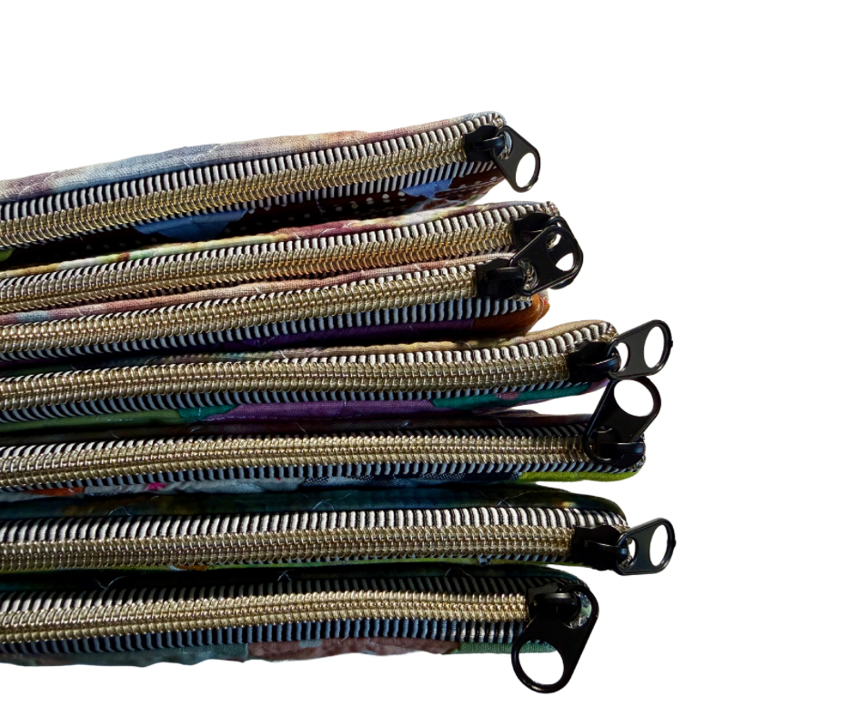 patchwork book pouches with dyed backs