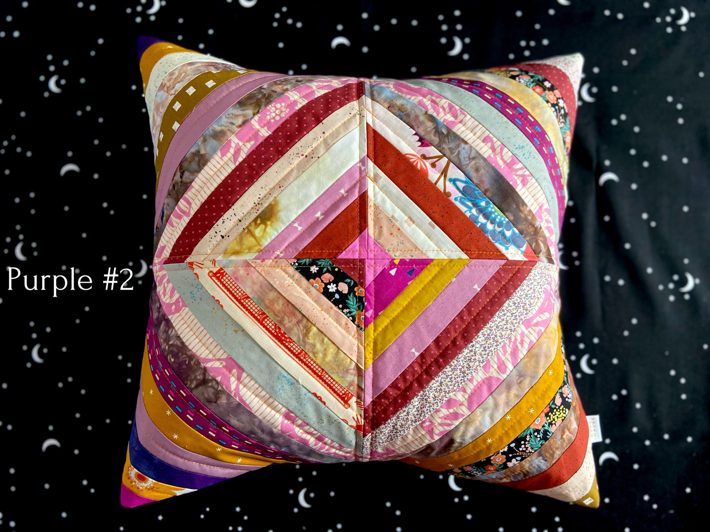 quilted patchwork pillow cover - purple 2